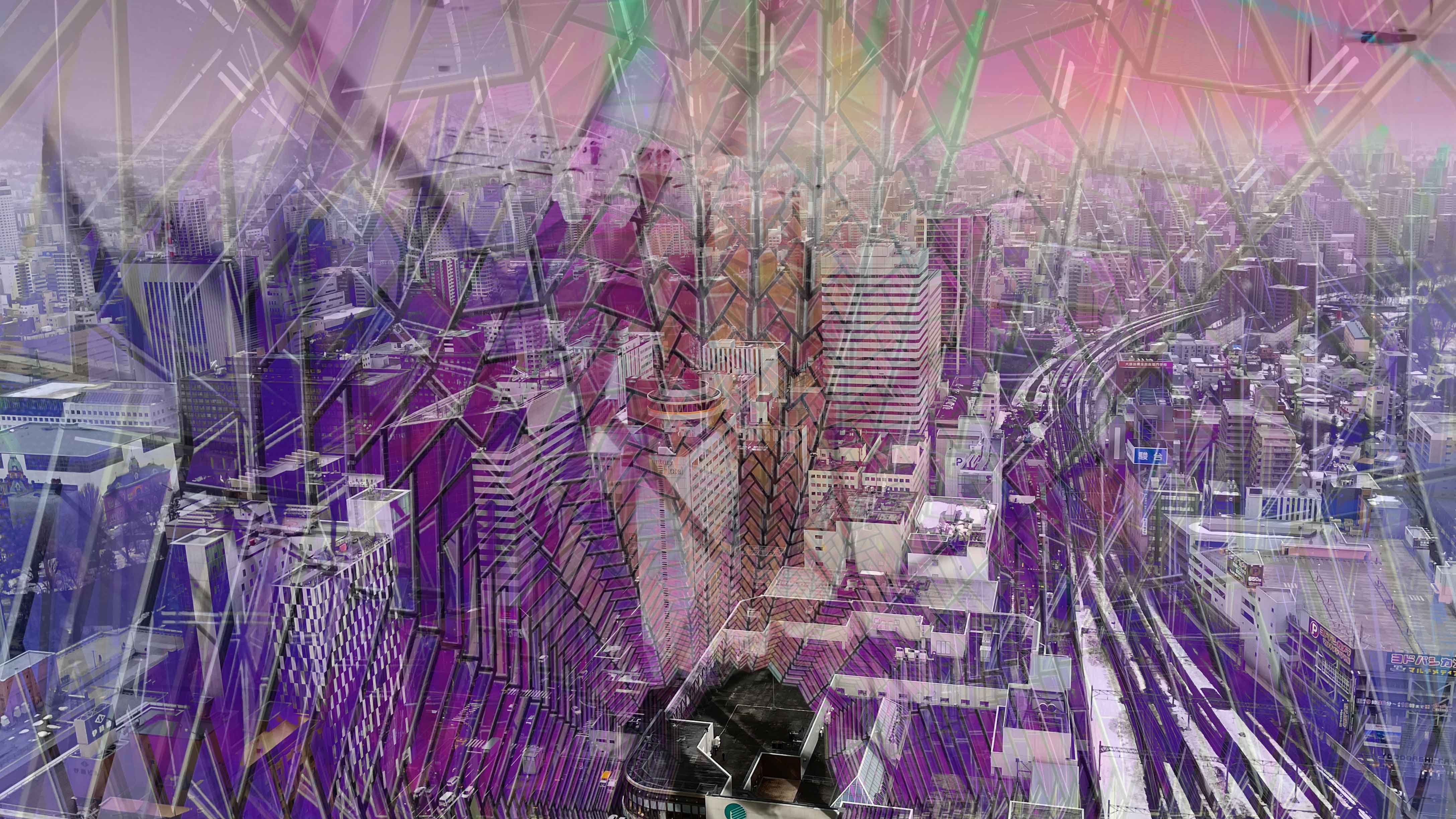 Skyline with Abstract Overlay